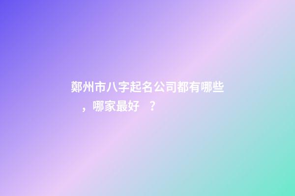 鄭州市八字起名公司都有哪些，哪家最好？